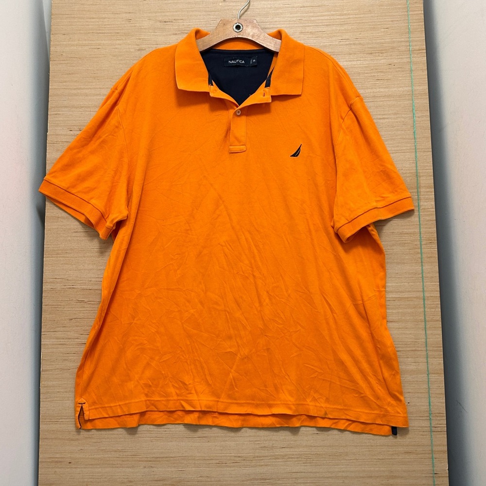 Nautica Mens XXL Orange Short Sleeve Polo Shirt Embroidered Logo Casual Preppy